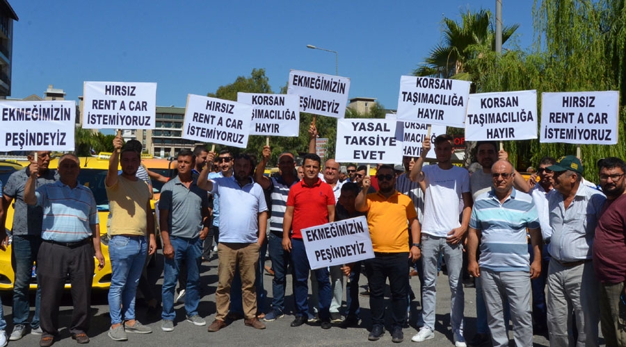 Serik'te taksiciler eylem yaptı