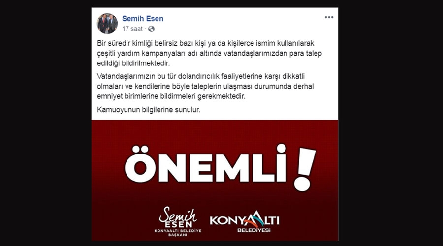 Başkan Esen'den 'dolandırıcı' uyarısı