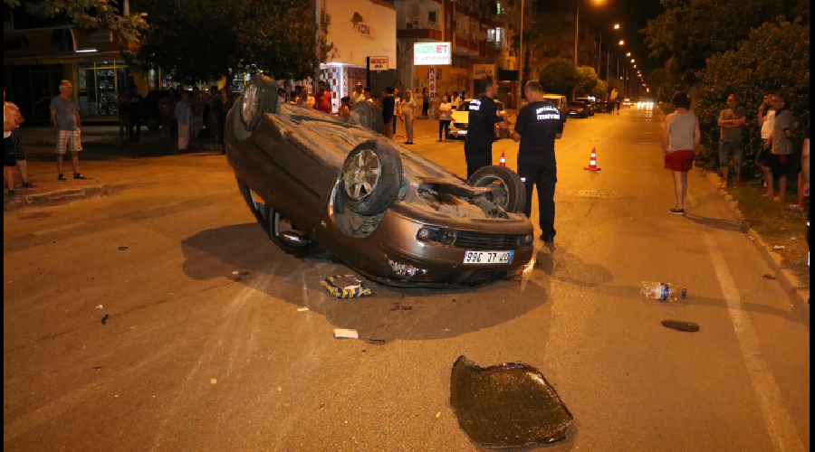 Alkollü ve ehliyetsiz sürücü aracıyla takla attı