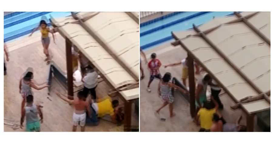 Nişanlı çift, havuz başında bayılıncaya kadar dövüldü