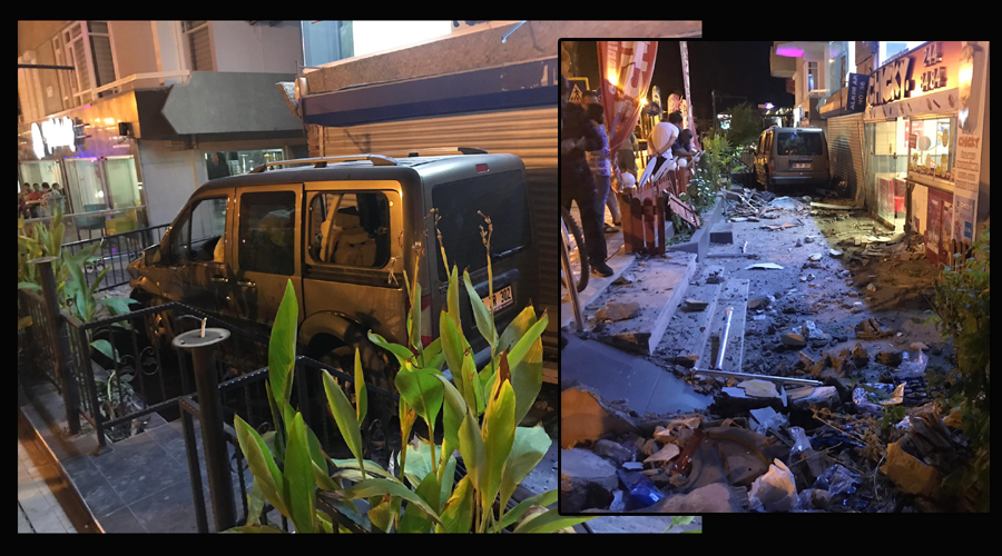 Araç restorana girdi, çevredekiler sürücüyü dövdü